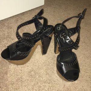 Jessica Simpson black platform heels